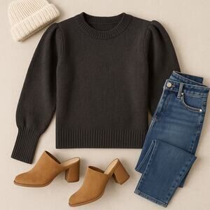 Joe’s NWT Long Sleeve Puff  Crew Neck Sweater XS Pullover Cozy Winter Whimsygoth